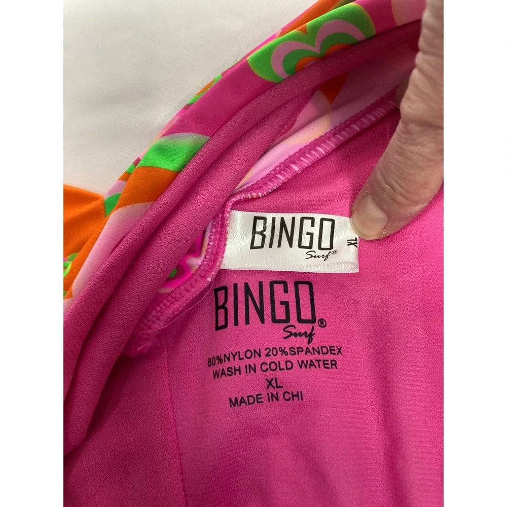 Bingo Surf Tropidelic Bikini Set Flower Power‎ Pink Orange Green Swimsuit XL